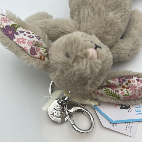 BNWT NEW JellyCat Plush Rabbit Blossom Beige Bunny petal Bag Charm 2025 keychain - Picture 9 of 9
